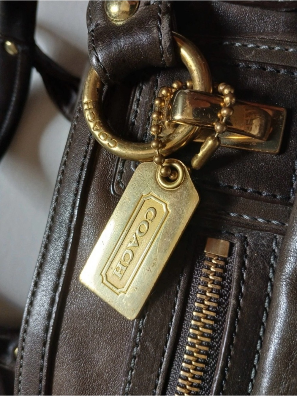 Coach Set Vintage Lindsey Hampton satchel and clutch in brown mahogany ! - Picture 6 of 11